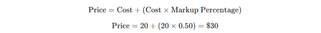 Formula for Cost Plus Pricing of products and services
